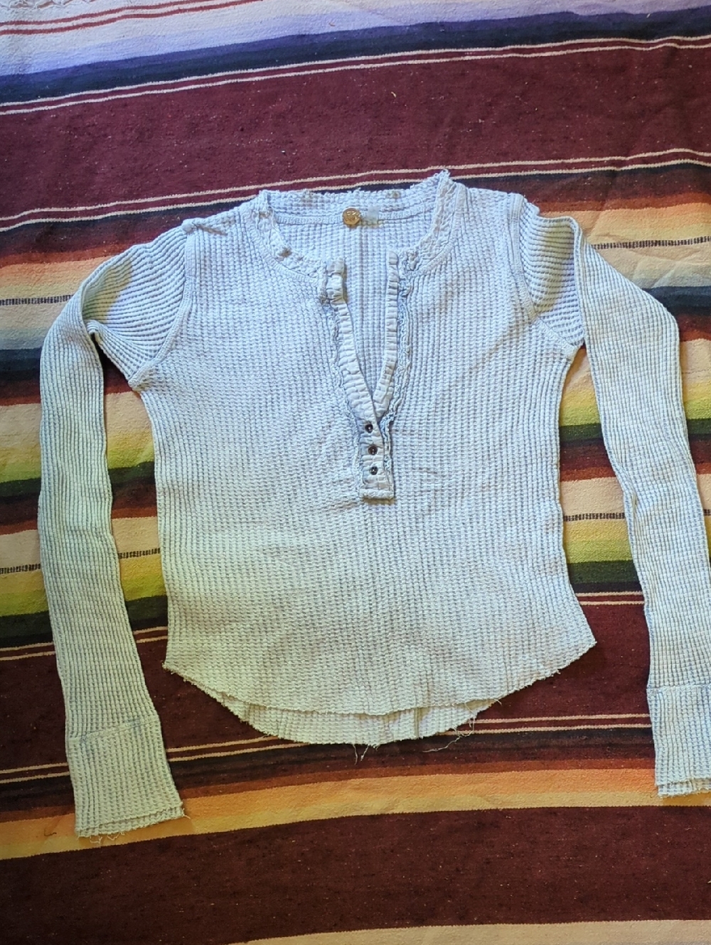 Free People Colt Henley Top Waffle Knit Small